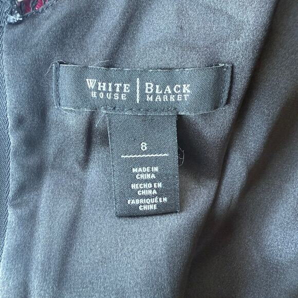 WHBM Black Floral Fit & Flare Dress 8 with Pockets Romantic Garden Party - Picture 9 of 14